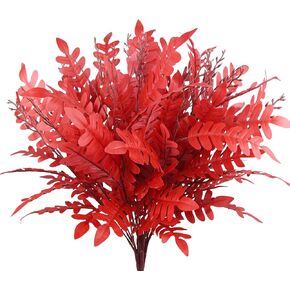4 Pcs Artificial Flowers Outdoors Fall Greenery Stems Orange Fall Leaves Shrubs Bushes Faux Plants Artificial Flowers Autumn Branches for Thanksgiving Table Centerpieces Harvest Festival Decor