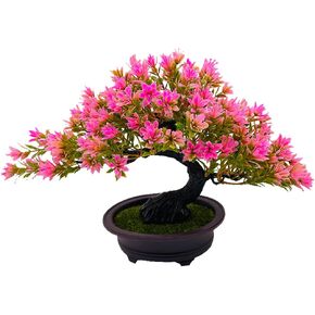 Artificial Bonsai Tree Home Décor Feng Shui Natural Rose Pink Money Tree Bonsai Style Decoration for Wealth and Luck - Artificial Potted Plant for Bathroom Shelf Bedroom Living Room Decor