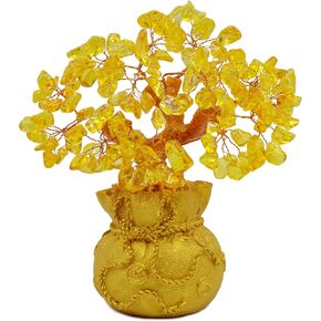 7 Inch Feng Shui Citrine Quartz Gemstone FengShui Money Tree Natural Gold Crystal Office Room Good Luck Fortune Decoration