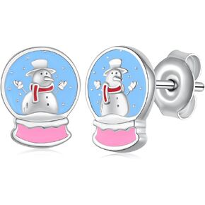 Snowman Stud Earrings 925 Sterling Silver Snowman Earrings Christmas Jewelry Gifts for Women