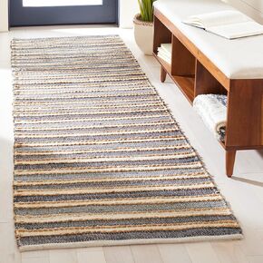 SAFAVIEH Striped Kilim Collection 2' 3" x 8' Charcoal / Ivory STK318H Handmade Jute Entryway Foyer Living Room Bedroom Kitchen Runner Rug