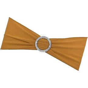 Stretch Chair Sashes Bows - 25 Pack Elastic Chair Bands Sashes Fits for Party Celebrations Graduations - Polyester Elastic Band - (14-inch x 5-inch, Yellow)