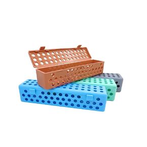 Dental Instrument Sterilizat Case Plastic Autoclavale Cassette Case, 5PCS Medical Surgical Instrument Disinfection Container Tray (Blue, 5PCS)