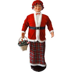 Fraser Hill Farm 58-in. Dancing Mrs. Claus with Festive Basket, Indoor Animated Holiday Home Decor, Motion-Activated Christmas Animatronic