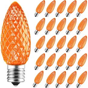 Minetom 25 Pack LED C9 Multicolor Replacement Christmas Light Bulbs, Commercial Grade Dimmable Holiday Bulbs, Strawberry Bulbs, Fits in C9/E17 Base Sockets (25 Pack, Multi-Colored)