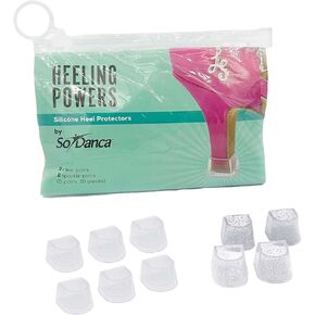 Silicone Heel Protectors for Ballroom Shoes, 3 Clear Pairs, 2 Sparkle Pairs