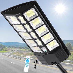 ZJOJO 3800W Solar Street Light Outdoor Waterproof, 30000LM 1160 LEDs Solar Lights for Outside Dusk to Dawn, 9000K LED Parking Lot Light Solar Powered Flood Lights with Motion Sensor (2 Pack)