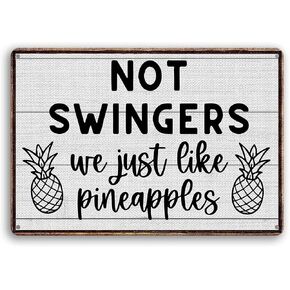 Teuoqi Vintage Halloween Tin Sign Not Swingers We Just Like Pineapples Wall Art Home Decor 8x6 Inch
