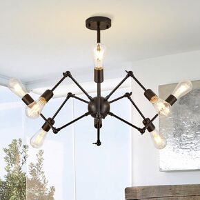 Modern Sputnik Chandelier 8-Light for Dining Room, Black Farmhouse Chandeliers Light Fixture for Kitchen, Minimalism Ceiling Pendant Lighting for Living Room Entryway Bedroom Foyer Hallway