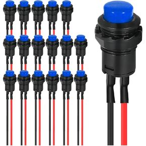18 قطعة مفتاح مؤقت 12 مم أبيض زر ضغط AC 250V / 1.5A 125V/3A بدون LED ON OFF Switch 2Positions Micro Round Switch 12V24V36V مع أسلاك سلكية مسبقًا لجرس باب السيارة والقارب المنزلي in Kuwait