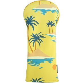 SHABIER Yellow Landscape with Palm Trees, Beach and Sea Golf Head Cover for Head Club