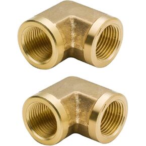 Legines Brass Pipe Fitting, Forged 90 Degree Female Elbow, 1/8" x 1/8" Female, 1/4" x 1/4" Female, 3/8" x 3/8" Female, 1/2" x 1/2" Female, 3/4" x 3/4" Female (pack of 2) (1/4)