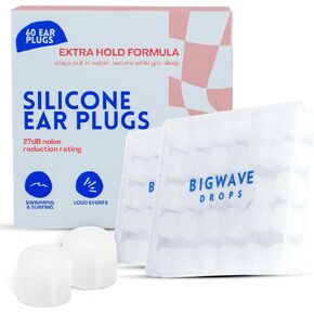 Comfortable Silicone Putty Ear Plugs (60 Piece) - Wax Ear Plugs for Swimming, Studying, Traveling, Shooting, & More - Reusable, Noise-Cancellation & Water Protection - Swimming Ear Plugs