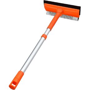 Squeegee for Window | 2-in-1 Window Cleaner Sponge and Soft Rubber Strip with Telescopic Extension Pole 20"-30" | Window Washer for Shower, Car Windshield, Mirror, Glass Cleaning