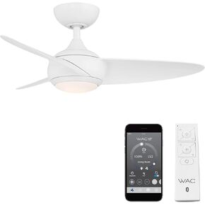Loft Indoor and Outdoor 3-Blade Smart Home Ceiling Fan 38in Matte White with 3000K LED Light Kit and Remote Control works with Alexa and iOS or Android App