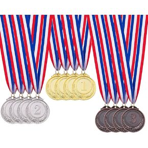 12 Pieces Award Medals Gold, Silver, Bronze Medals for Awards Olympic Medals for Kids Winner Medals for Competitions, Parties and Encouragement - 2 Inch Medals with Ribbons, 1st 2nd 3rd Medals