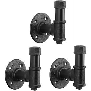 NearMoon 3 Packs Bathroom Robe and Towel Hooks for Hanging, Rustic Style Vintage Industrial Pipe Wall Mounted Hooks, Heavy Duty DIY Hardware Coat Hook for Bathroom, Kitchen (3 Inch)