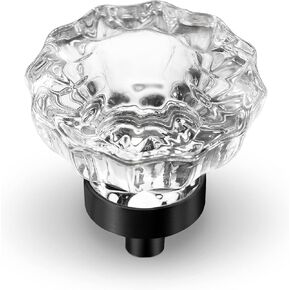 8 Pack Crystal Dresser Knobs, Single Hole Brushed Nickel Cabinet Knobs Crystal Knobs for Drawers Hardware for Kitchen Cupboard Bathroom, Oval Flower Design