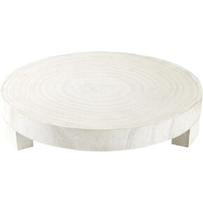 Santa Barbara Design Studio Wood Charcuterie Trays Paulownia Pedestal Tray, 12-Inch Diameter, White