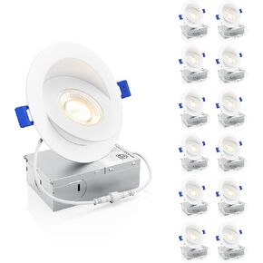 Ensenior 12 Pack 6 inch LED Eyeball Recessed Lighting, 360°+90° Rotatable and 2700K-5000K Selectable, Dimmable Gimbal Recessed Lights, Canless Angled Adjustable Ceiling Downlight, 1300LM, 13W=115W-FCC