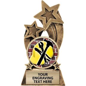 Crown Awards Construction Trophy, 5.75" Glory Resin Construction Trophies with Free Custom Engraving Prime