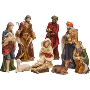 Kurt Adler 9-Inch Porcelain Nativity Figure Tablepiece Set of 9