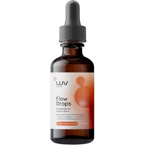 LUV Flow Drops®: Adaptogen Mushroom Blend for Mental Clarity & Energy, Vegan Keto, Focus & Immunity Support, Lion's Mane, Cordyceps, Reishi, USA Made, Non-GMO, 30 Servings (1)