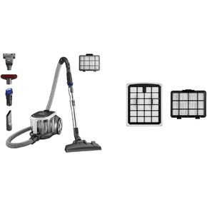 Eureka Bagless Canister Vacuum Cleaner, Lightweight Vac for Carpets and Hard Floors, Silver with Black