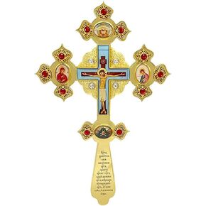 RZRHMUHN Orthodox Cross,Realistic Crucifix,Religion Gift,Gold Plated Metal Alloy Crucifix,Passion Jesus Statue With Mary Icon Prayer Cross With Box, 12In*7.9In