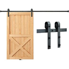 VEVOR 8FT Double Door Sliding Hardware Set, Supports up to 330LBS, Compatible with 3.7-4.3FT Width & 1.3"-1.8" Thickness Door Panels, Includes Quiet I-Shaped Rollers