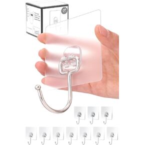 Antimbee 10-Pack All-Purpose Large Adhesive Hooks for Hanging,Banana Hook,Heavy Duty Adhesive Hooks 37 lb(Max),Sticky Wall Hooks fit Home,Bathroom,Kitchen,Office and Outdoor