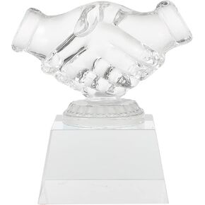LUOZZY Crystal Trophy Transparent Finger Trophy Medal Delicate Prize Trophy Prize Accessory Friendly Coopeartion (Handshake)