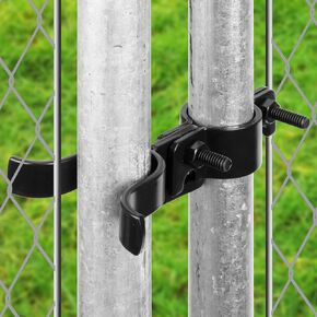 2Pcs Chain Link Fence Gate Fork Latch, 1-3/8" x 1-3/8" Fence Fork Latch with Bolts and Nuts, Gate Frames Latch with Padlock Hole for Fence Gates, Kennels and Runs, Silver