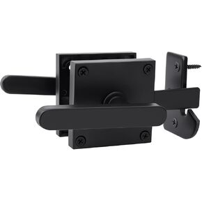 Heavy Duty Double Gate Latch,Gate Latch for Wooden Fence,Self Locking GateLatch,Gate Locks for Outdoor Fence,Double Side Swinging Door Latch Gate Hardware Black
