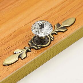 HUAMULAN 10 Pack Drawer Dresser Knobs Crystal Glass Kitchen Cabinet Pulls Cupboard Door Knobs Handles with Screws for Kitchen Bathroom Office Decoration Zinc Alloy Backplate