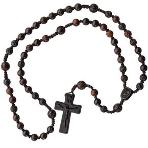 Jujube Wood 5 Decade Rosary with 8/10mm Carved Rose Beads