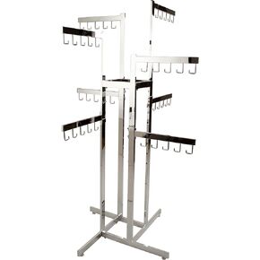 Handbag Rack - Econoco - Heavy Duty Chrome 4 Way Rack, 8 Adjustable Height Arms, Square Tubing, Perfect for Handbags or Small Garments Store Display