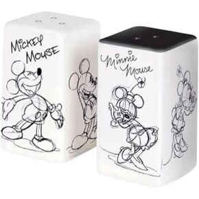 Jerry Leigh Sketched Black and White Salt and Pepper Shaker Set, Cute Disney Ceramic Shakers Kitchen Accessories and Decorations, Set of 2