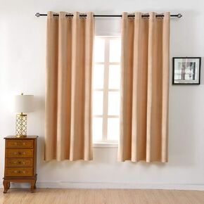 Deluxe Blackout Velvet Curtain Panels - Grommet Window Treatment for Living Room/Bedroom/Home Theatre (1 Pair, W52xL84-inch,Blush Beige)