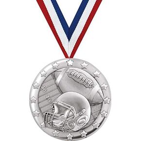 Football Medals - 2" Silver Football Team Medal Awards Prime
