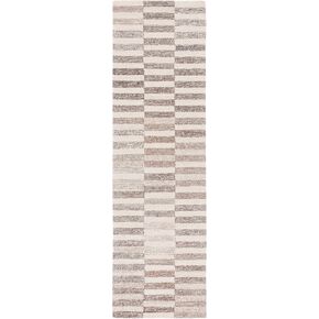 SAFAVIEH Ebony Collection Runner Rug - 2'3" x 8', Beige & Ivory, Geometric Design, Ideal for High Traffic Areas in Entryway, Kitchen & Bathroom (EBN601B-28)