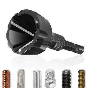 Deburring External Chamfer Tool with Tungsten Carbide Blade - Deburring Drill Bit, Remove Burr Tools Quick Release 1/4 Inch Hex Shank - Ideal for Repairing Damaged Bolts- Fits 1/8" to 3/4" (3mm-19mm)