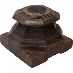 Creative Co-Op Creative Co-Op Found Reclaimed Wood Column Cap Candle Holder, Natural