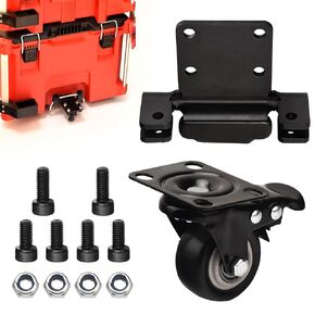 Upgraded Steel Construction Front Wheels Caster Wheel kit Compatible with Milwaukee Packout Rolling Tool Box, Packout Caster Wheel kit, 200 Lbs Capacity