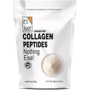 It's Just! - GrassFed Collagen Peptides, Type I & III for Skin Hair Nail Joints, 20oz, Zero Sugar, Unflavored Pure Protein Powder, Hydrolyzed Dissolves Quickly