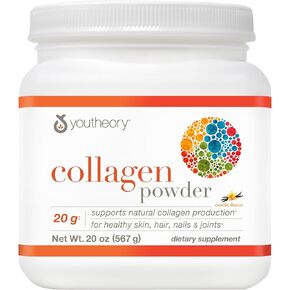 Youtheory Collagen Peptides Powder, Promotes Hair, Nail, Skin, and Joint Health, Vanilla, 20 OZ