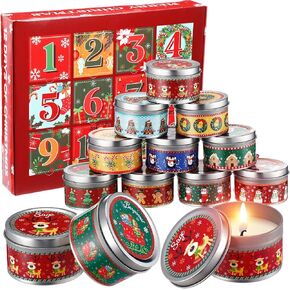 12 Pcs 12 Days of Christmas Scented Candles Christmas Advent Calendar Candle 2024 2.5 oz Christmas Soy Wax Candles Gifts Christmas Birthday Gift for Women Holiday Decoration