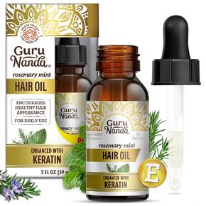 GuruNanda Rosemary Mint for Hair Growth with Keratin & Vitamin E Oil - Encourages Scalp, Shine & Hair Strengthening- 100% Natural, Cruelty-Free, 2oz