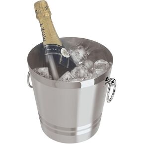 OGGI Stainless Steel Champagne Bucket - Large Ice Bucket with Elegant & Classic Handles - Great for Home Bar, Chilling Champagne and Sparkling Wine - 4.25 qt / 4 lt