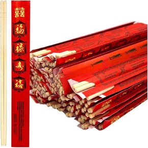 52USA Disposable Bamboo Chopsticks (100 Sets), Wooden Japanese Chopsticks Bulk, 9'' Long Chopsticks Disposable, Individually Wrapped Chinese Chopsticks in Kuwait